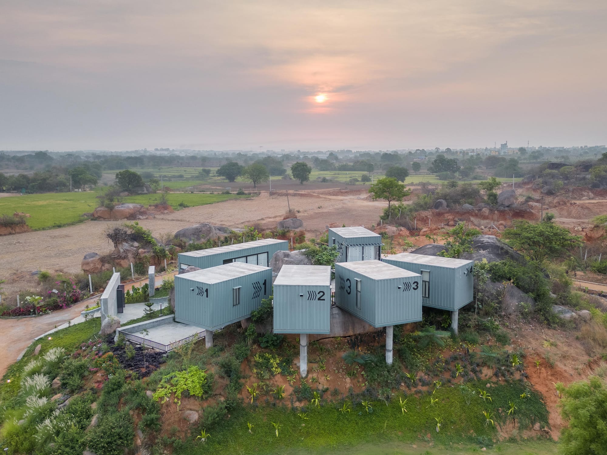 On The Rocks, Fargo Collective container suites among the boulders near Hyderabad