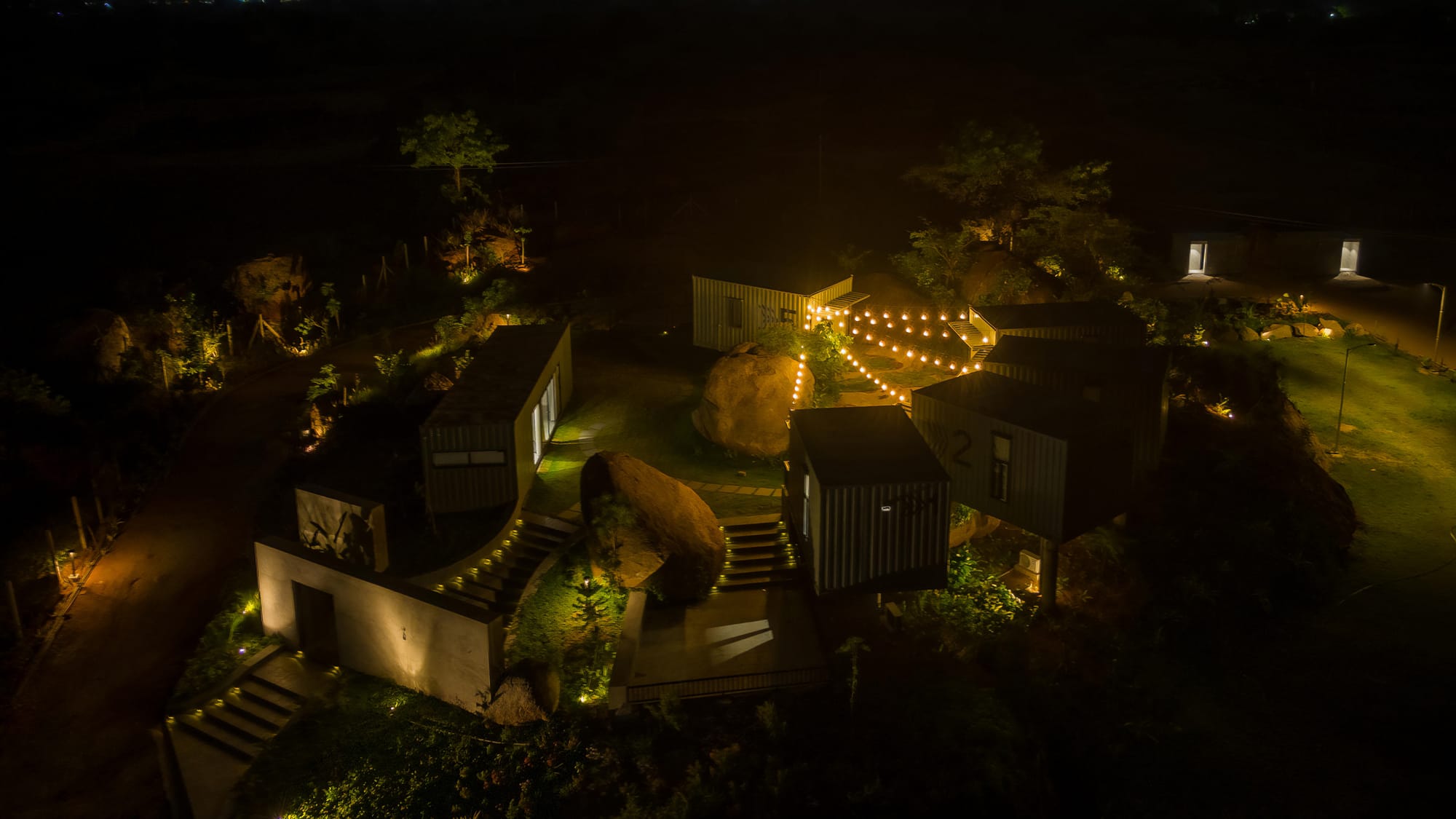 On The Rocks, Fargo Collective container suites among the boulders near Hyderabad