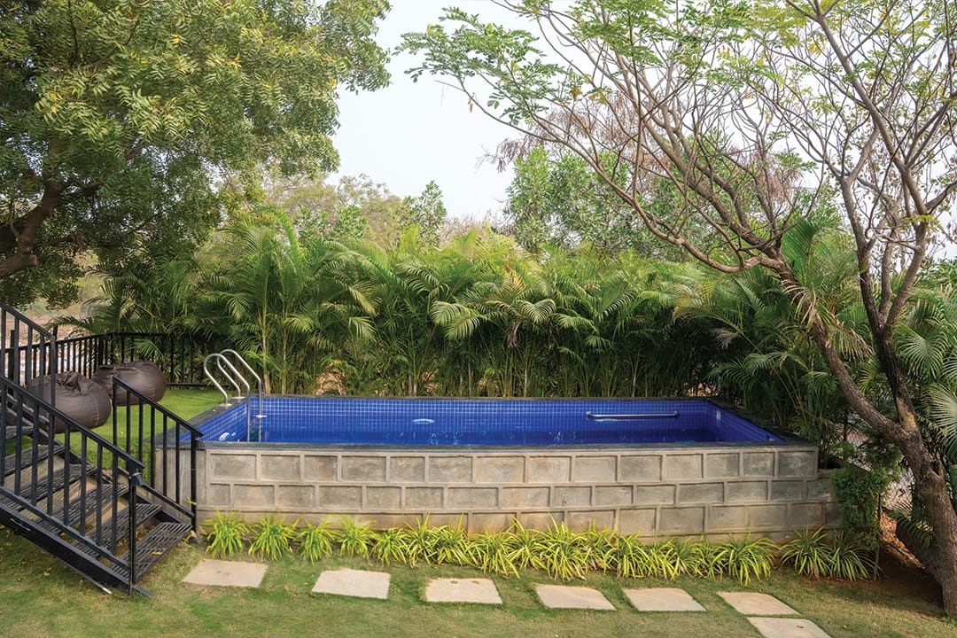 Porch, a Fargo Collective container stay on the rocks near Hyderabad