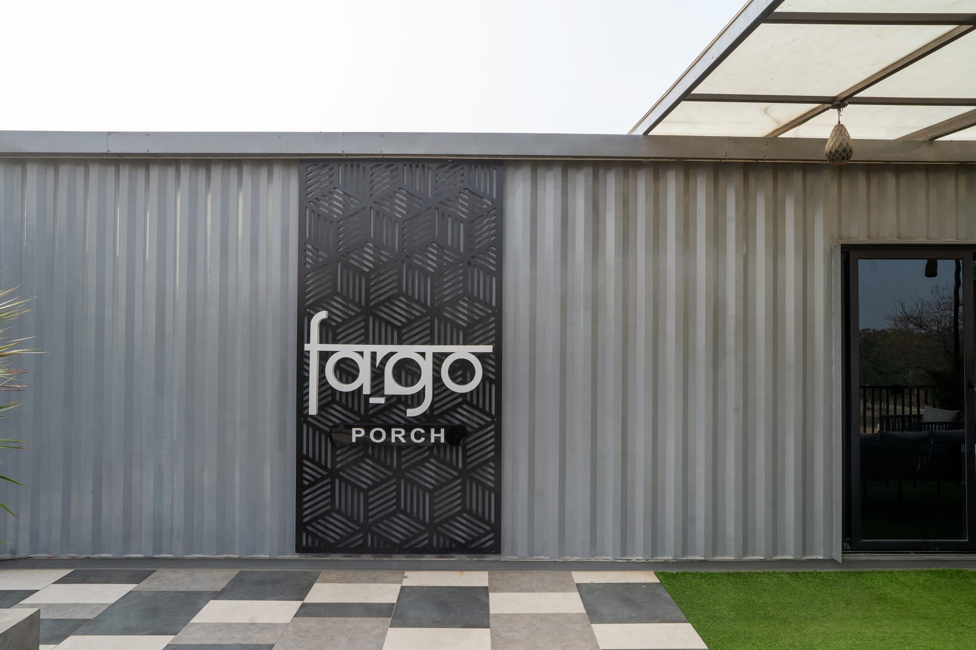 Porch, a Fargo Collective container stay on the rocks near Hyderabad