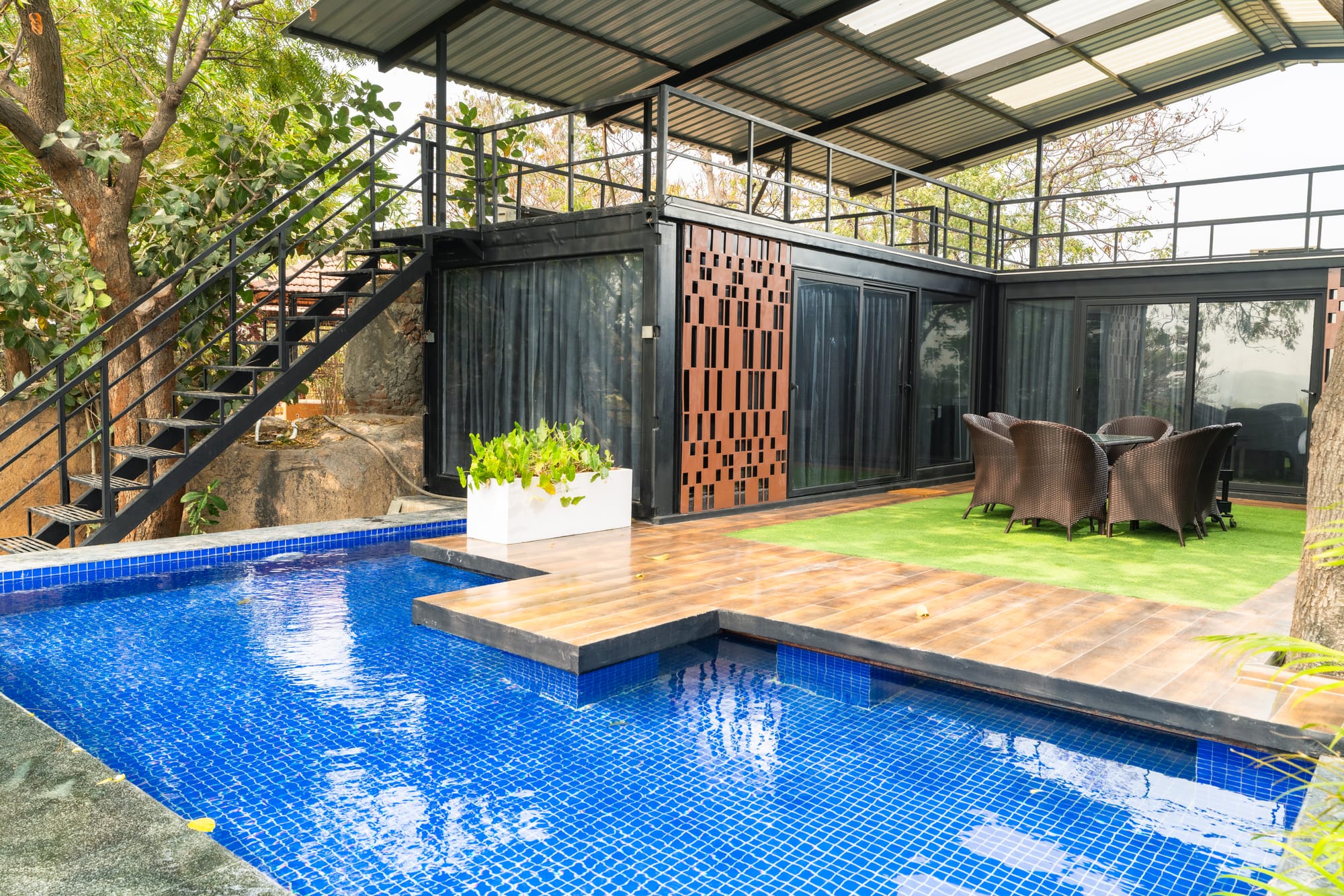The Deck, a Fargo Collective hilltop container villa near Hyderabad