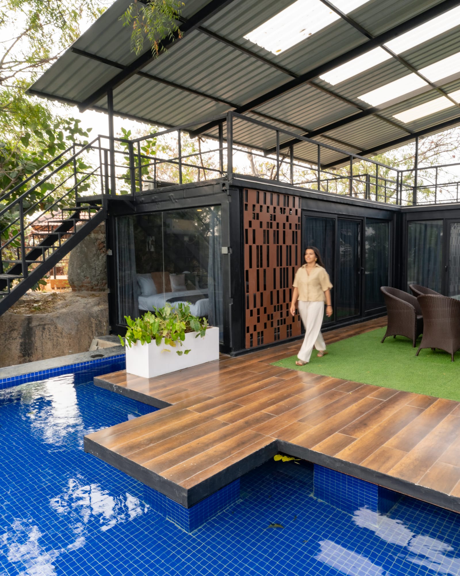 The Deck, a Fargo Collective hilltop container villa near Hyderabad